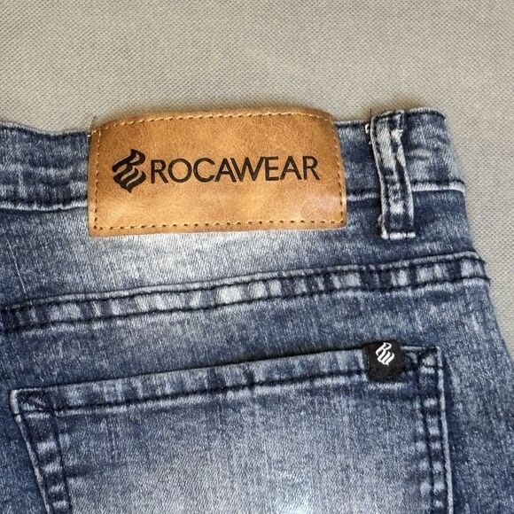 Vintage Y2K Rocawear Jeans Mens Stone Washed Distressed Thrashed Size 34/32 - Picture 8 of 9
